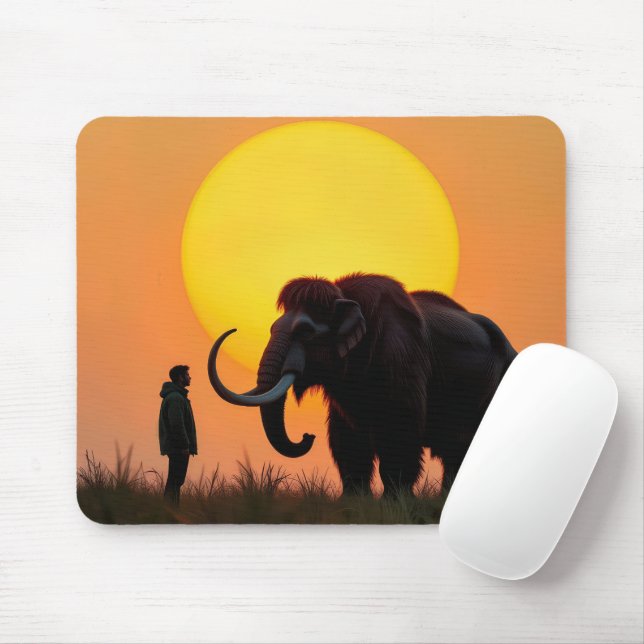Woolly Mammoth and Man Mouse Pad (With Mouse)