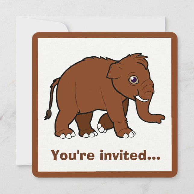 Woolly Mammoth Birthday Invitation (Front)