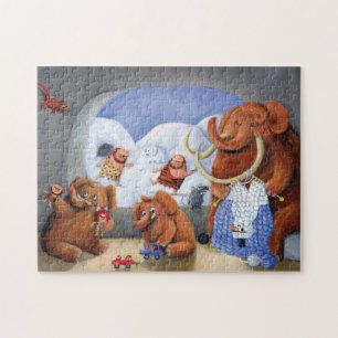 Woolly Mammoth Family in Ice Age Jigsaw Puzzle