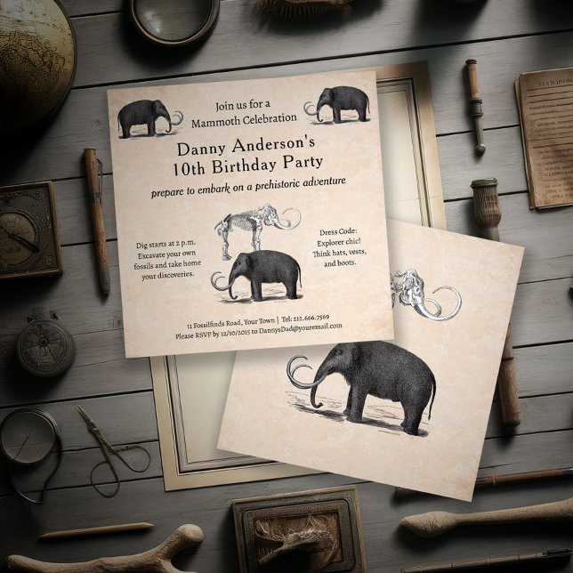 Woolly Mammoth Good Times Boys Birthday Party Invitation (Creator Uploaded)