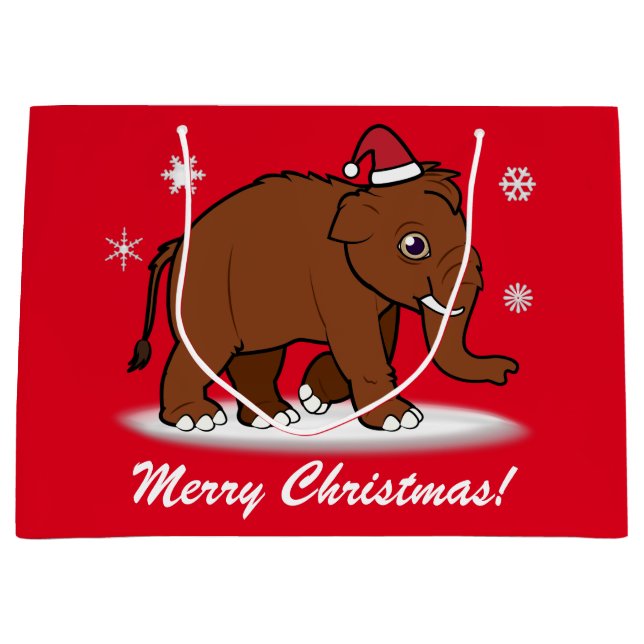 Woolly Mammoth Merry Christmas Large Gift Bag (Front)