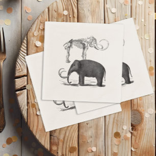 Woolly Mammoth Pre-Historic Elephant and Skeleton Napkin