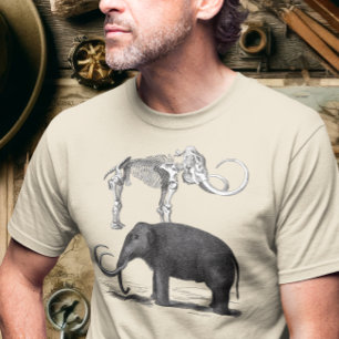 Woolly Mammoth Pre-Historic Elephant and Skeleton T-Shirt