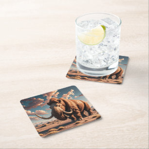 Woolly Mammoth Square Paper Coaster