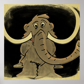 Woolly Mammoth Vintage Looking Poster