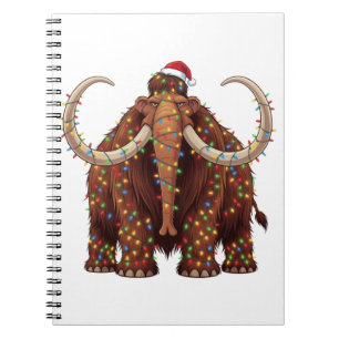 Woolly Mammoth Wrapped in Christmas Lights Notebook