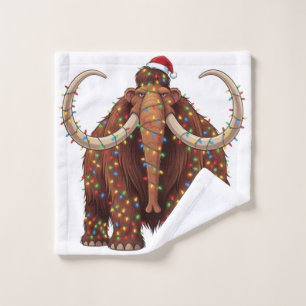Woolly Mammoth Wrapped in Christmas Lights   Wash Cloth