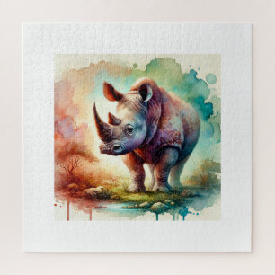 Woolly Rhinoceros Serenity 240824AREF117 - Waterco Jigsaw Puzzle