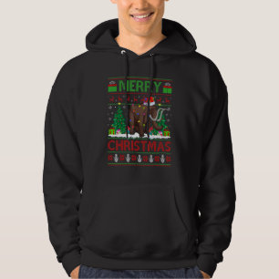 Woolly Xmas Tree Lights Ugly Santa Woolly Christ Hoodie
