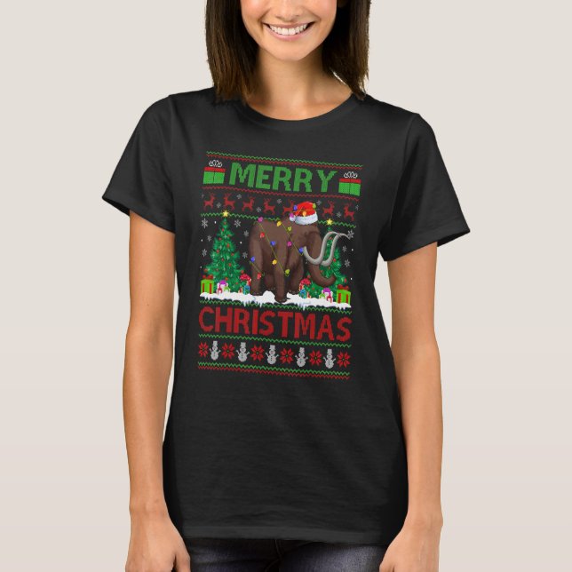 Woolly   Xmas Tree Lights Ugly Santa Woolly Christ T-Shirt (Front)
