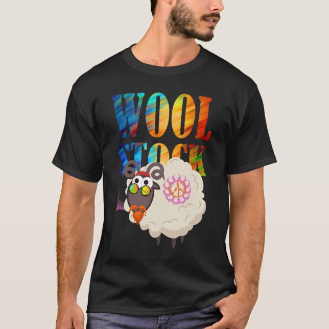 Woolstock Hippy Sheep for Hand Spinners T-Shirt (Front)