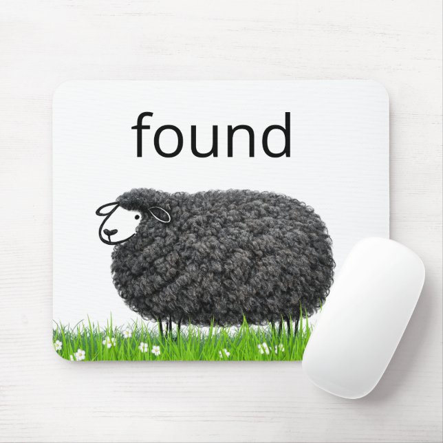 Wooly Black Sheep In Grass with Found Text Mouse Pad (With Mouse)