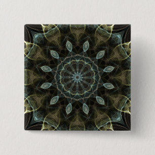 Wooly Green and Blue royal Kaleidoscope 15 Cm Square Badge