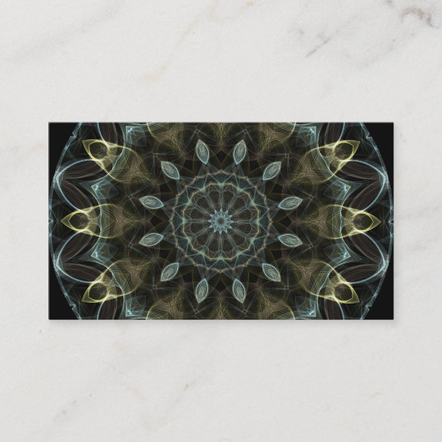 Wooly Green and Blue royal Kaleidoscope Business Card (Front)