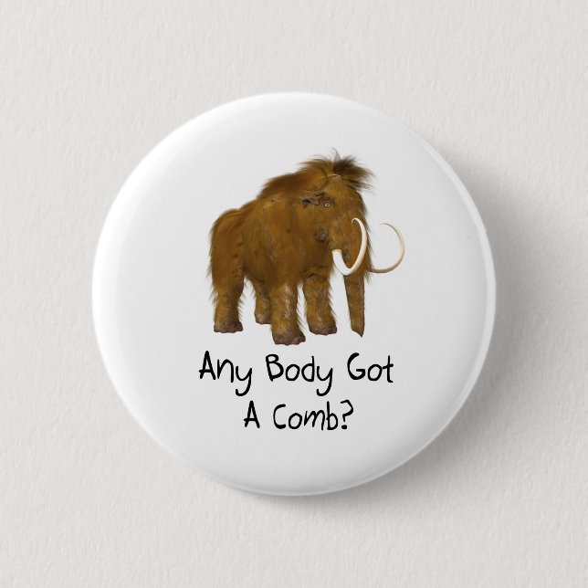 Wooly Mammoth 6 Cm Round Badge (Front)