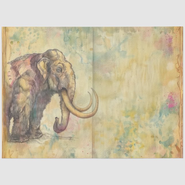 Wooly Mammoth Drawing  Tissue Paper (Front)