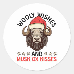 Wooly Wishes And Musk Ox Kisses - Musk Ox Muskox C Classic Round Sticker