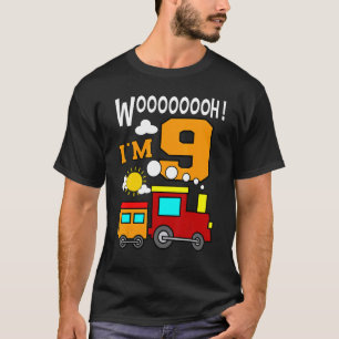 Woooooooh I'm 9 Birthday Train Railroad Bday Party T-Shirt