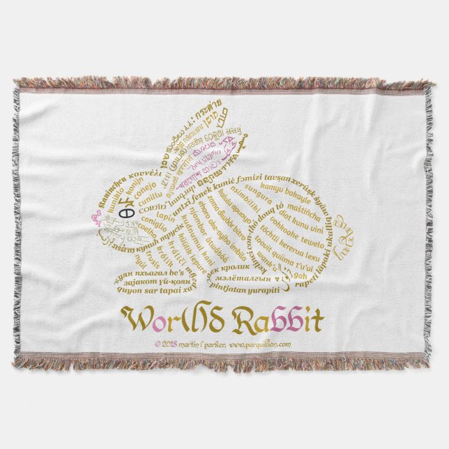 Wor(l)d Rabbit Throw Blanket (Front)