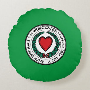 Worcester (Massachusetts) City flag Round Cushion