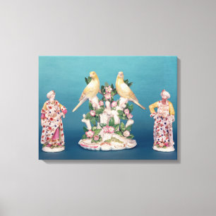 Worcester of Turk and his companion with birds Canvas Print