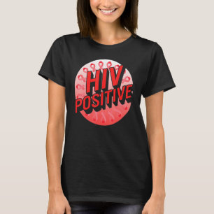 Word Aids Days HIV Positive Red Awareness Ribbon S T-Shirt