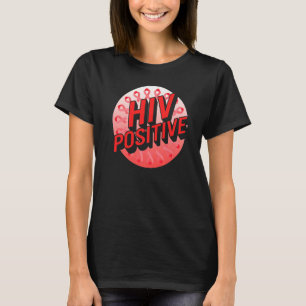 Word Aids Days HIV Positive Red Awareness Ribbon S T-Shirt