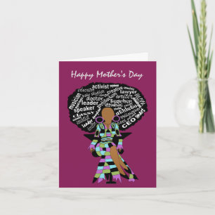 Word Art Afro Lady African American Mother's Day Card
