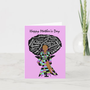 Word Art Afro Lady African American Mother's Day Card