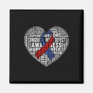 Word Art Heart Red &amp; Blue Ribbon Chd Awareness Magnet