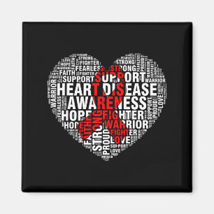 Word Art Heart Red Ribbon Heart Disease Awareness Magnet