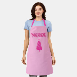 Word Art - Noel Patterned in Fuchsia Pink Trees   Apron