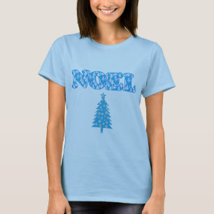 Word Art - Noel Patterned with Trees Light Blue T-Shirt
