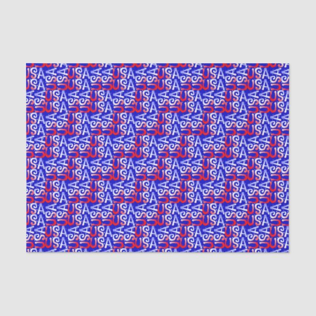 Word Art USA Text,Blue-TISSUE WRAPPING PAPER (Front)