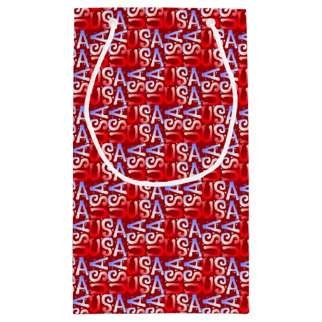 Word Art USA Text, Red-GIFT BAG s (Back)
