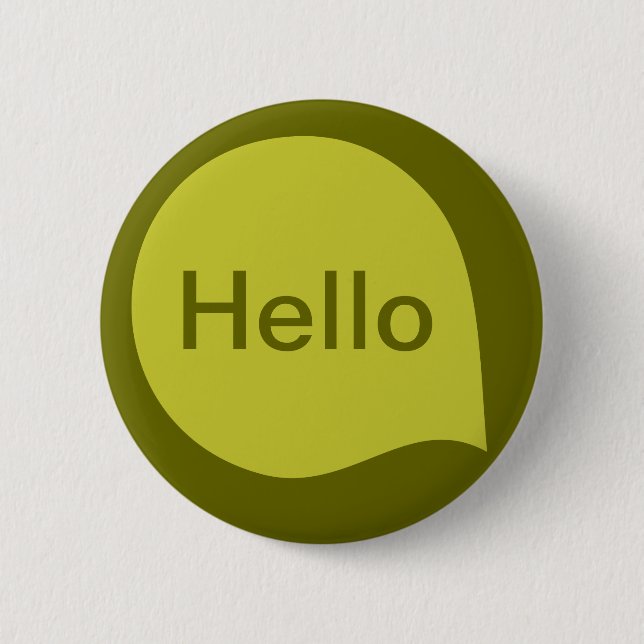 Word Bubble - Banana Yellow on Deep Olive 6 Cm Round Badge (Front)