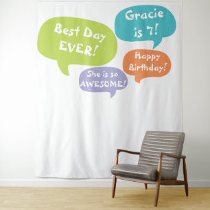 Word Bubble Birthday Party Backdrop Photo Booth Tapestry