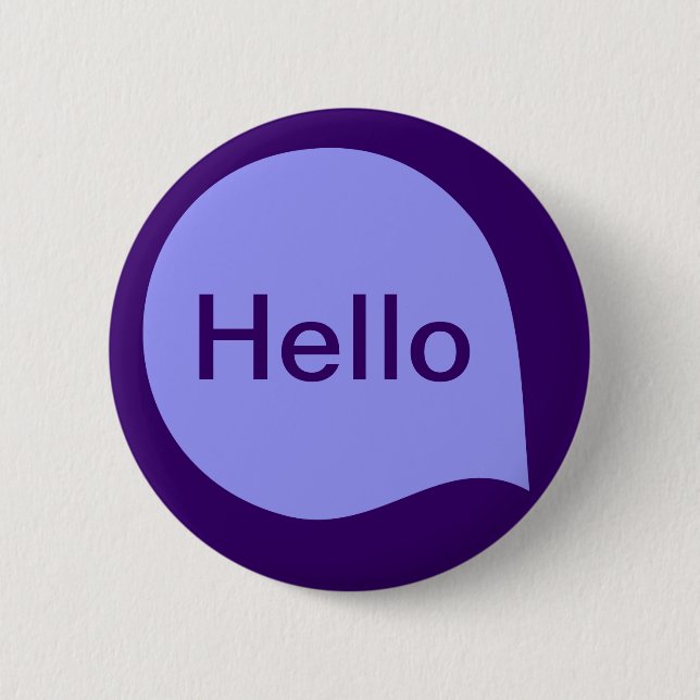 Word Bubble - Pastel Blue on Deep Purple 6 Cm Round Badge (Front)