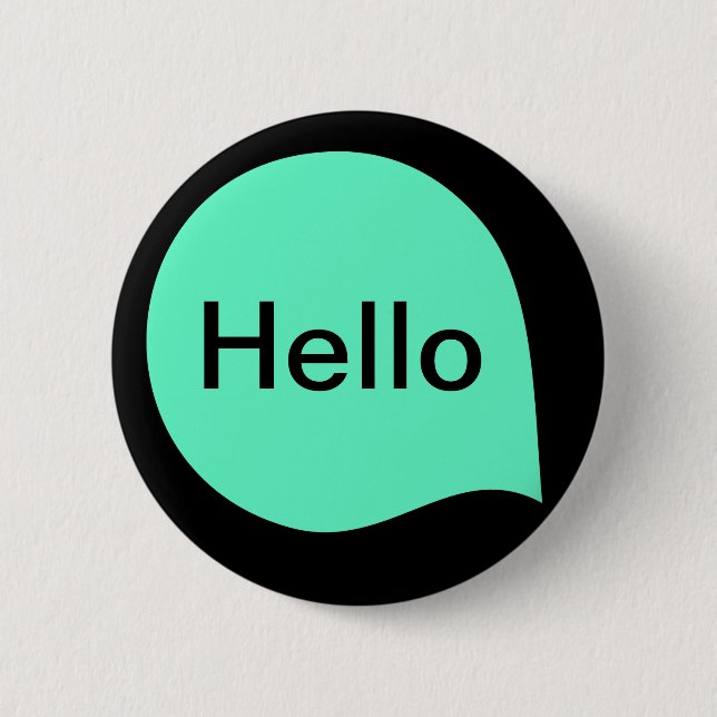 Word Bubble - Turquoise on Black 6 Cm Round Badge (Front)