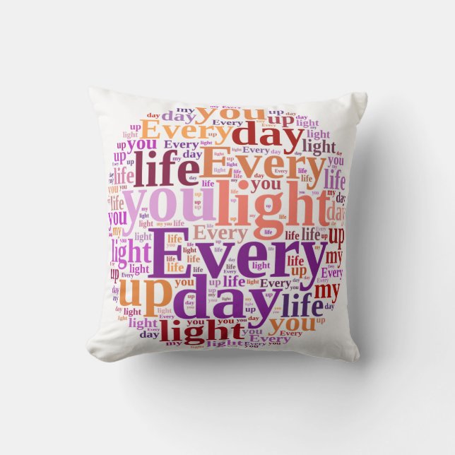 Word Cloud: "Every Day You Light Up My Life" Cushion (Front)