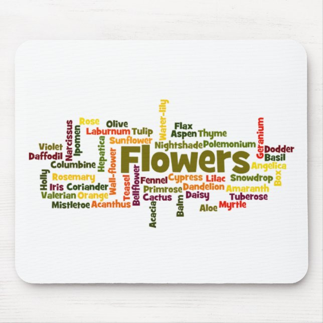 Word Cloud Flowers Mousepad (Front)