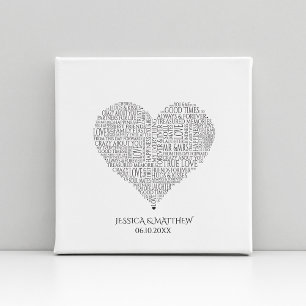 Word Cloud for Weddings and Anniversaries Canvas Print