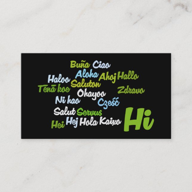 Word Cloud Hi Business card (Front)