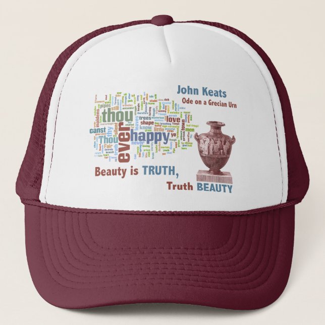 Word Cloud of John Keats' Ode on a Grecian Urn Trucker Hat (Front)