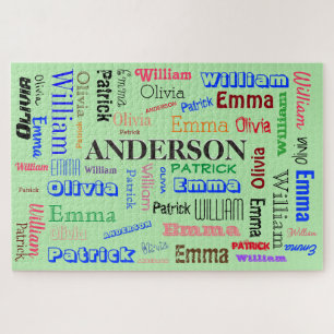 Word Cloud Personalised Family Name Custom Jigsaw Puzzle