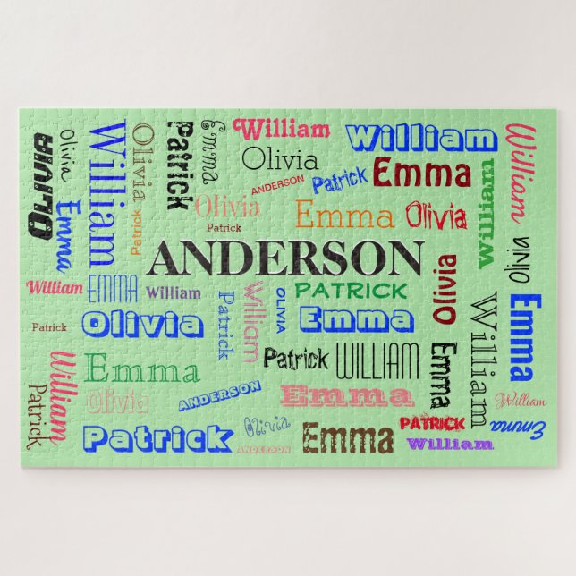 Word Cloud Personalised Family Name Custom Jigsaw Puzzle (Horizontal)
