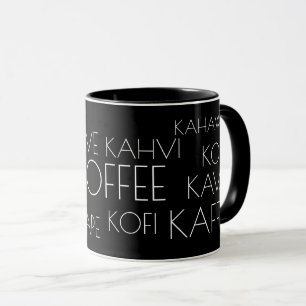 Word COFFEE in Many Languages Cool Mug