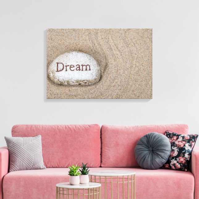 word Dream on beach rock Canvas Print (Insitu(LivingRoom))
