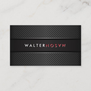 Word Flip Dark Grey Banner Metallic Perforated Business Card