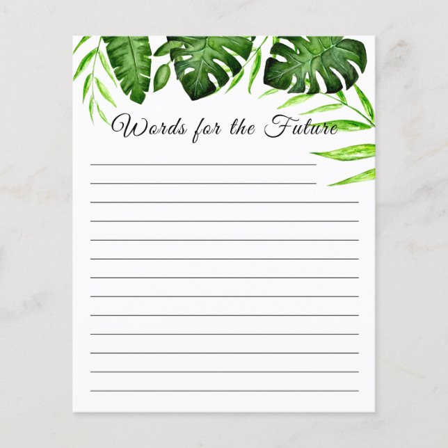 Word for the Future  Bridal Shower Tropical Script (Front)